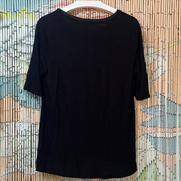 H by Halston Essentials, Short Sleeve Rayon Blend T-Shirt, Black, Medium - Picture 2 of 9